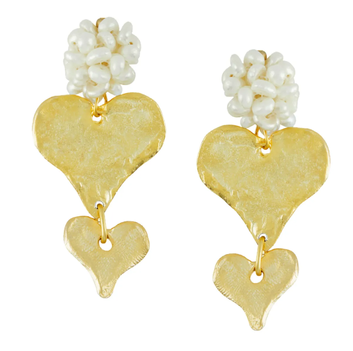Pearl Cluster Heart Stack Earrings|Susan Shaw Clearance
