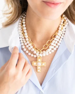 Pearl Cross Multi-Strand Necklace|Susan Shaw Online