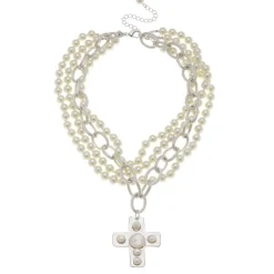 Pearl Cross Multi-Strand Necklace|Susan Shaw Online