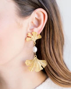 Pearl Ginkgo Earrings|Susan Shaw Hot