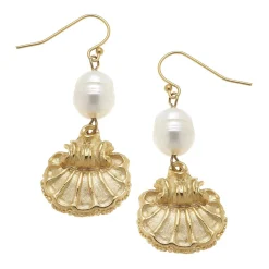 Pearl + Scallop Drop Earrings|Susan Shaw Online