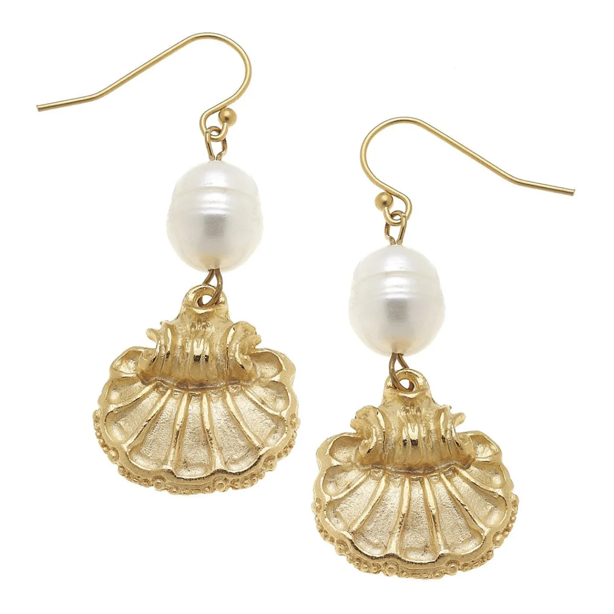 Pearl + Scallop Drop Earrings|Susan Shaw Online