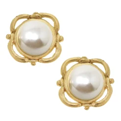 Pearl Scroll Studs|Susan Shaw Online