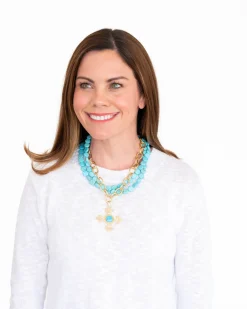 Quad Cross on Multi-Strand Turquoise Necklace|Susan Shaw Clearance