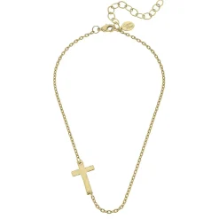Side Cross Dainty Necklace|Susan Shaw Online