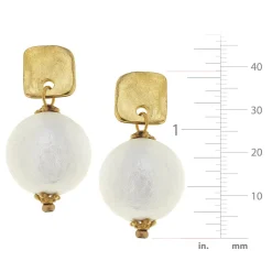 Square Cotton Pearl Drop Earrings|Susan Shaw Best