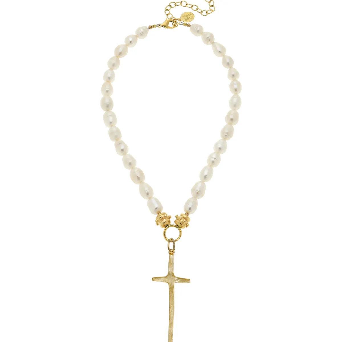 Tall Cross Pearl Necklace|Susan Shaw Hot