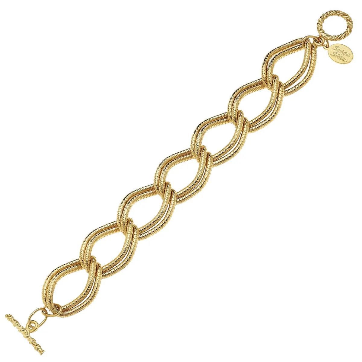 Textured Double Link Chain Bracelet|Susan Shaw Discount