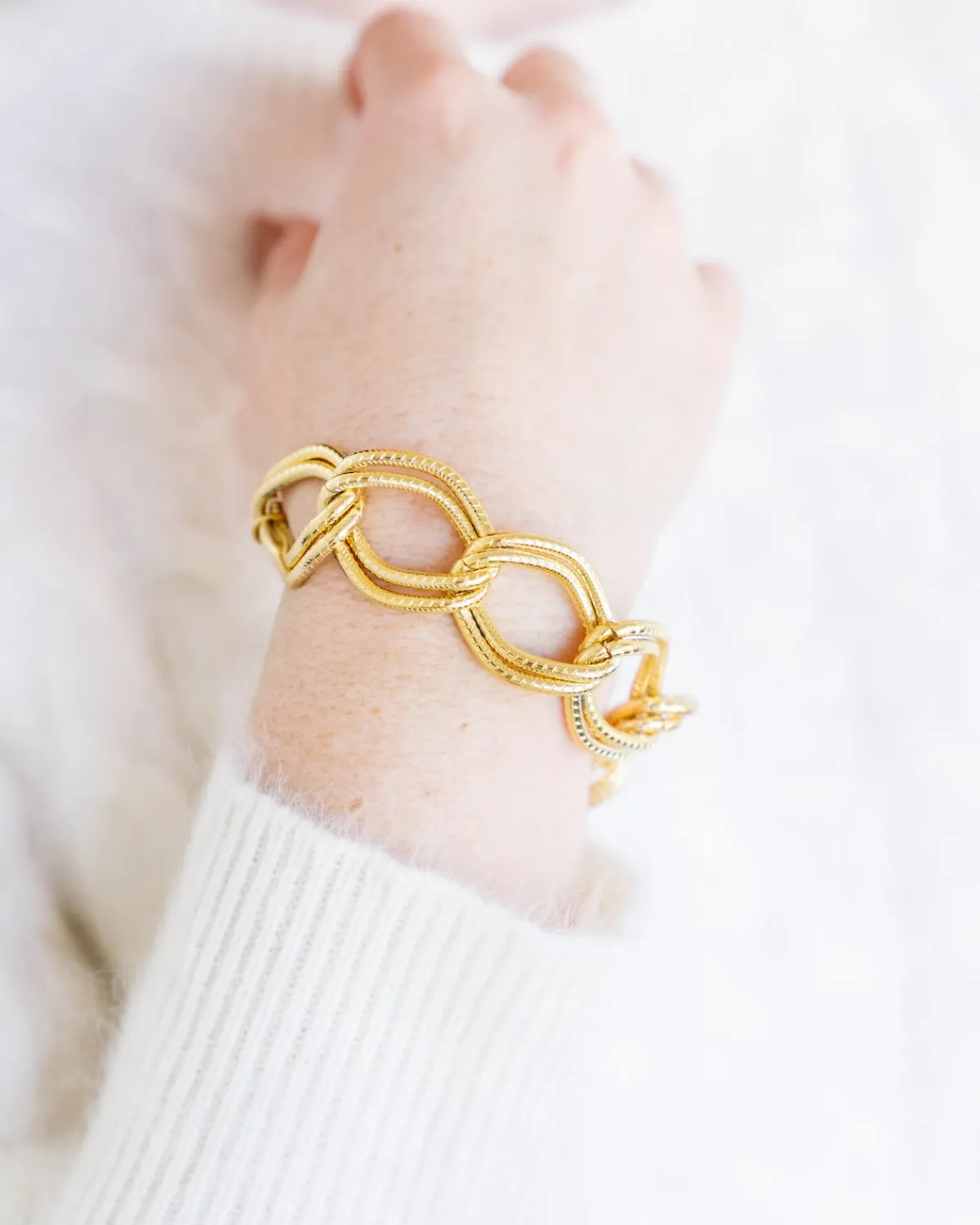 Textured Double Link Chain Bracelet|Susan Shaw Discount