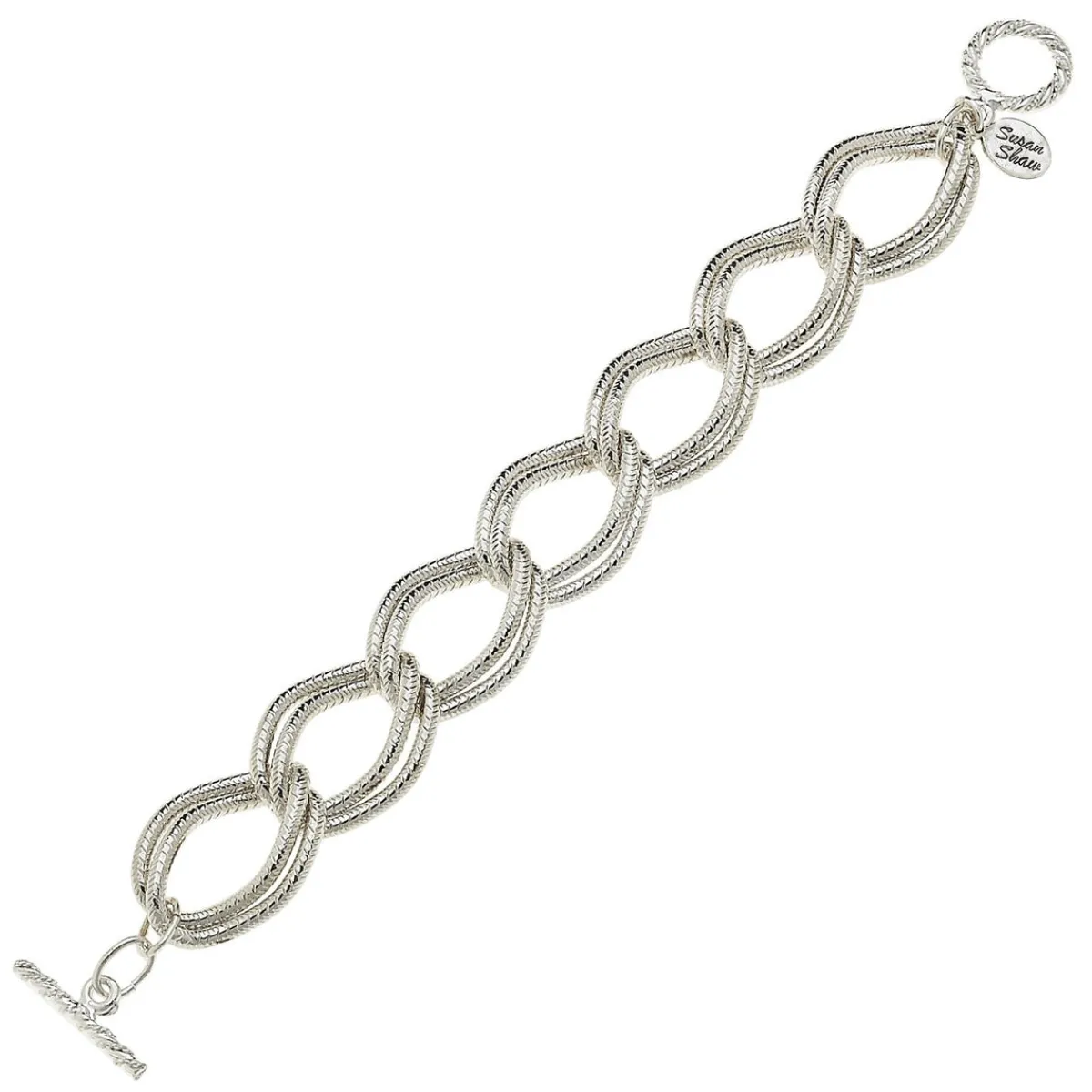 Textured Double Link Chain Bracelet|Susan Shaw Discount