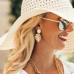 Tropical Palm Leaf Earrings|Susan Shaw Outlet