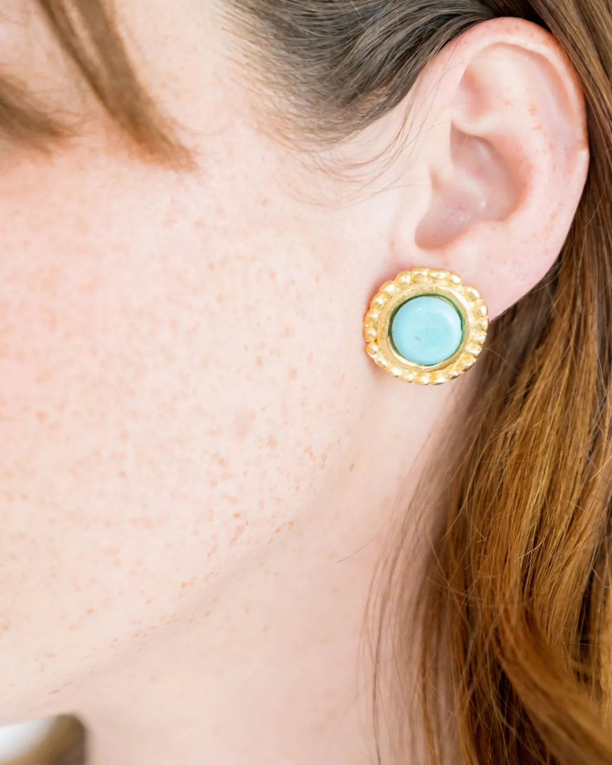 Turquoise Dotted Studs|Susan Shaw Discount