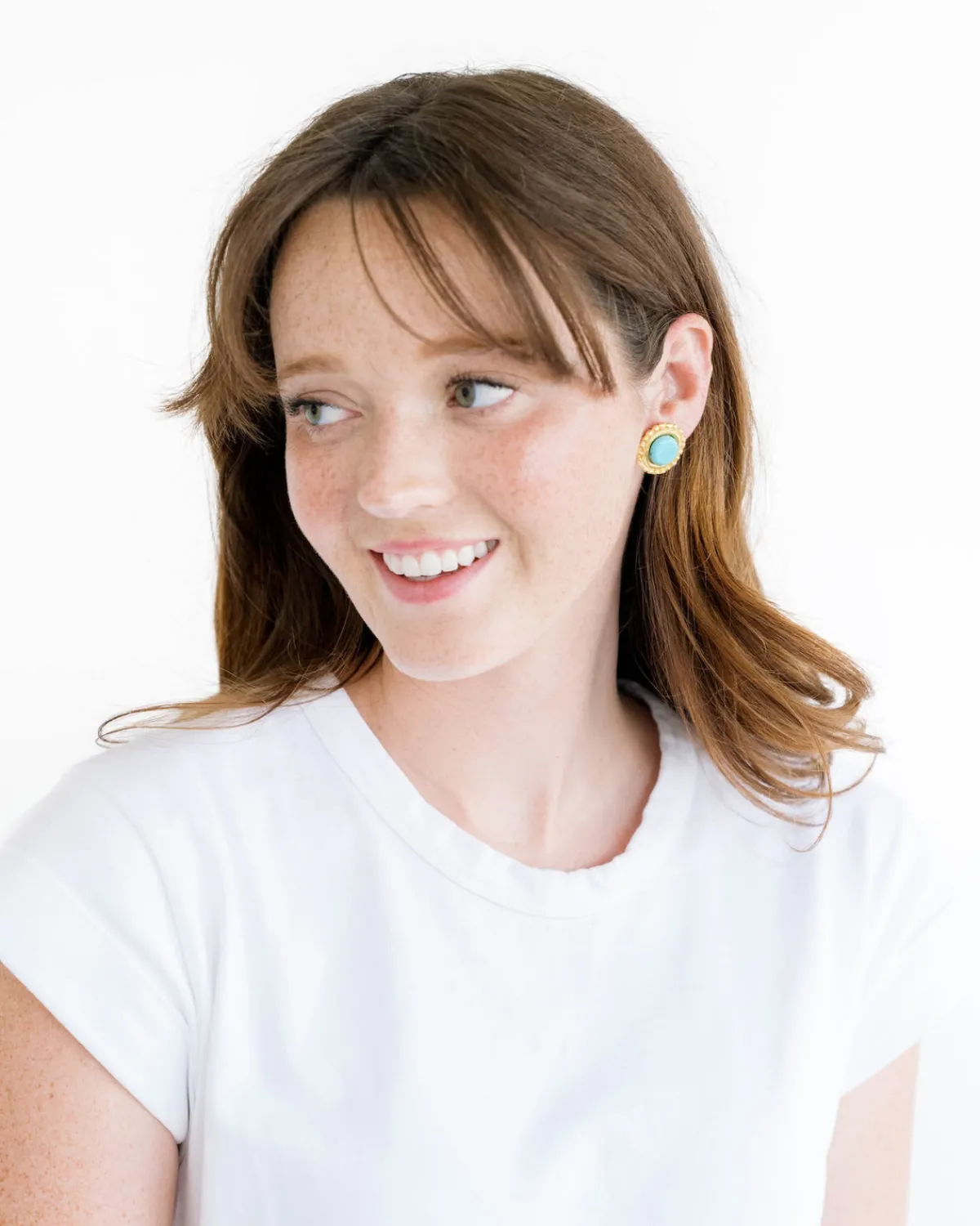 Turquoise Dotted Studs|Susan Shaw Discount