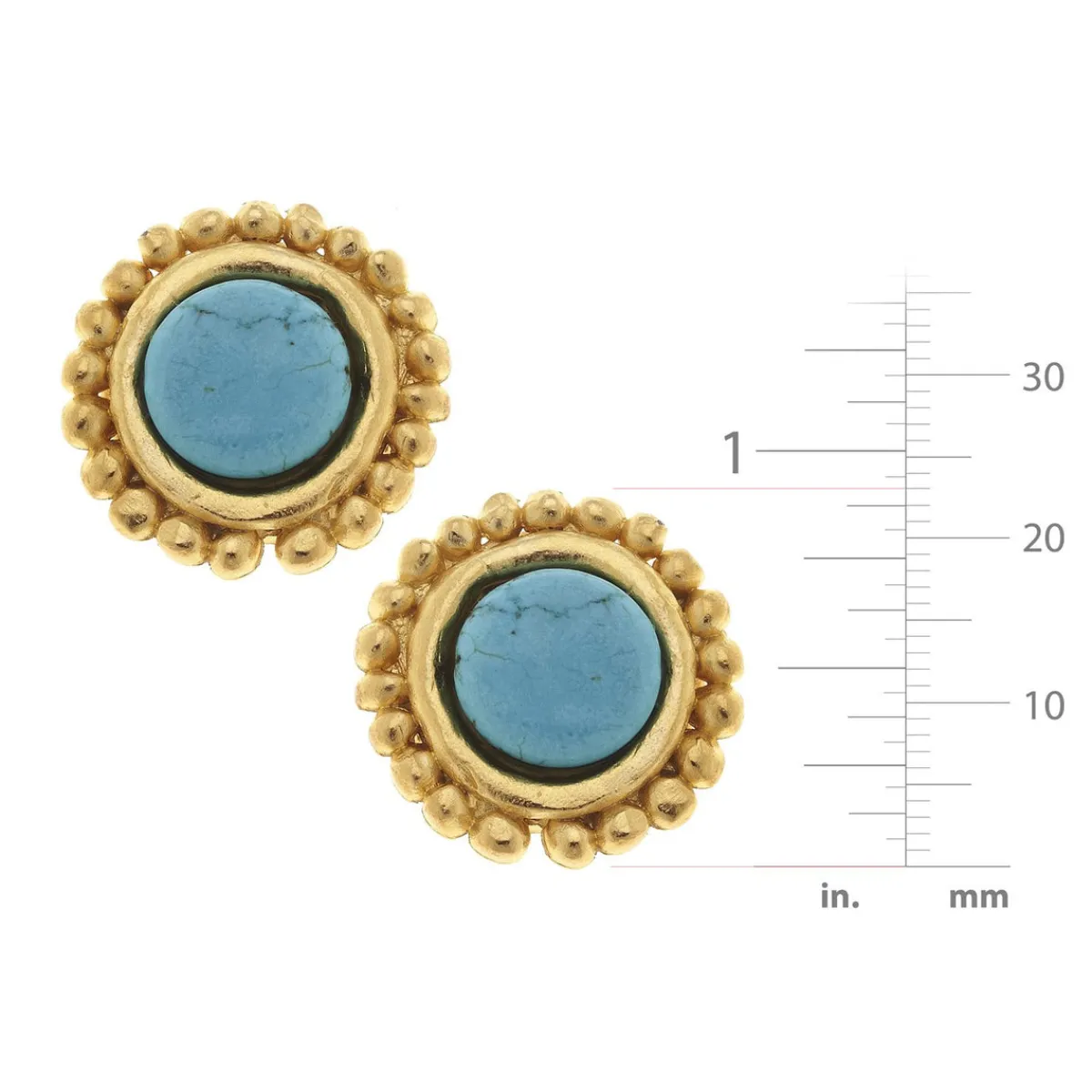 Turquoise Dotted Studs|Susan Shaw Discount